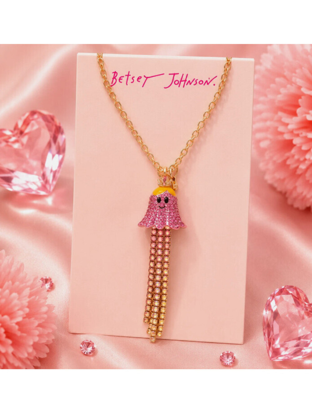 Betsey Johnson Pink Ghost Pendant Necklace